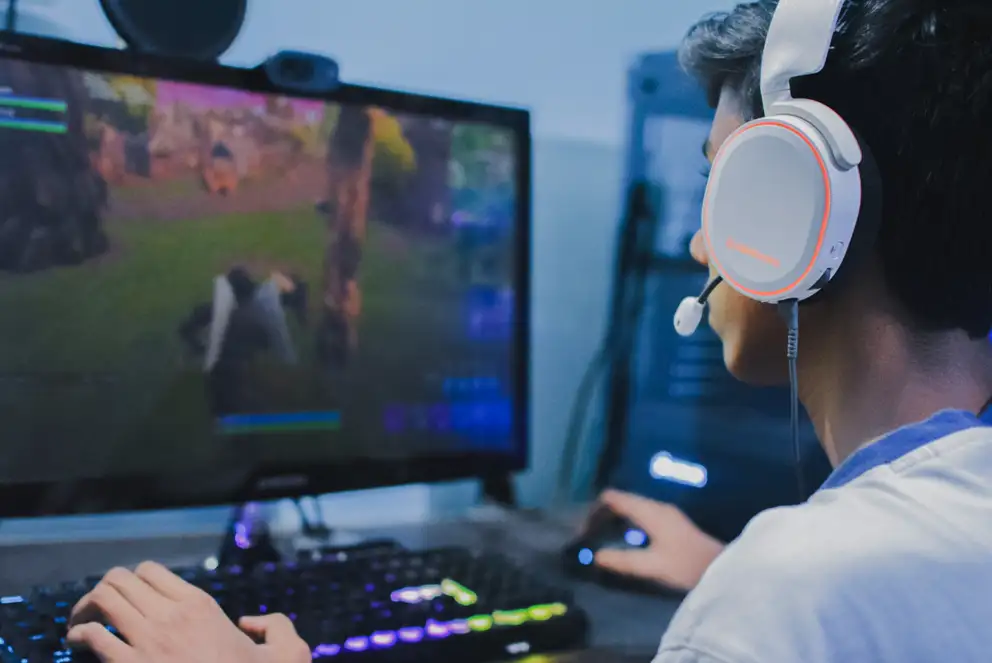 Billede af dreng der gamer ved computer